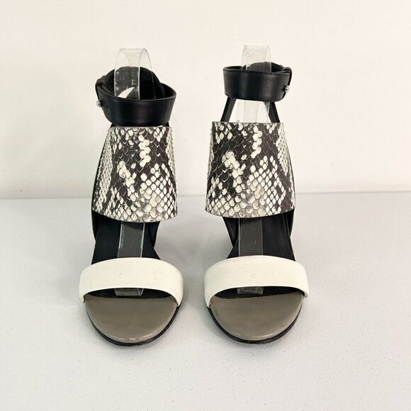 Vince Kyra Snake Embossed Leather Wedge Sandals - Picture 3 of 8